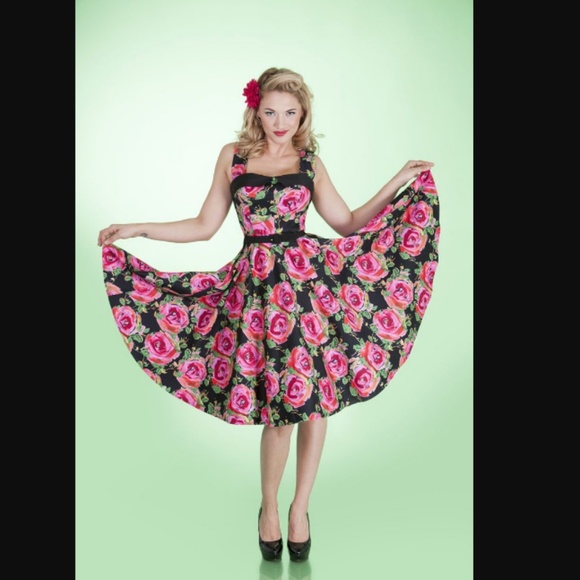 Tatyana Dresses & Skirts - Tatyana Bettie Page Night Bloom Pinup Dress Black